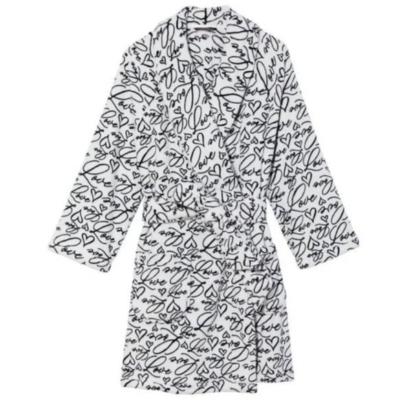 VICTORIA SECRET "Love & Hearts" Women's Short Bathrobe EUC Size M/L/G - Picture 3 of 10